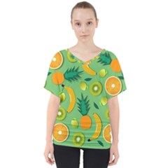 Fruit Tropical Pattern Design Art V-neck Dolman Drape Top by danenraven