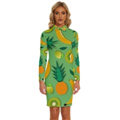 Fruit Tropical Pattern Design Art Long Sleeve Shirt Collar Bodycon Dress by danenraven