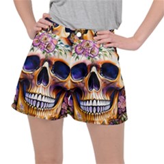 Bone Skull Floral Women s Ripstop Shorts by GardenOfOphir