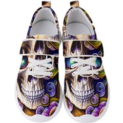 Gothic Cute Skull Floral Men s Velcro Strap Shoes by GardenOfOphir