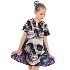 Skull Bones Kids  Short Sleeve Shirt Dress by GardenOfOphir