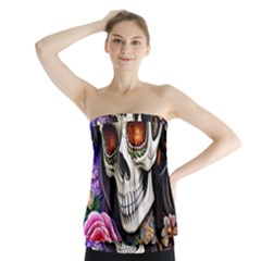 Sugar Skull Strapless Top by GardenOfOphir