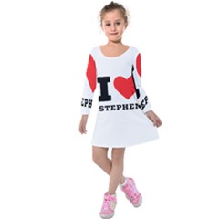 I Love Stephen Kids  Long Sleeve Velvet Dress by ilovewhateva