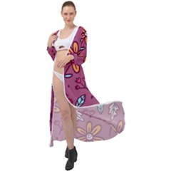 Flowers Petals Leaves Foliage Maxi Chiffon Beach Wrap by Ravend