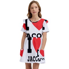 I Love Jacob Kids  Frilly Sleeves Pocket Dress by ilovewhateva