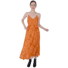 Orange-ellipse Tie Back Maxi Dress by nateshop