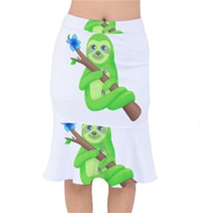 Sloth Branch Cartoon Fantasy Short Mermaid Skirt by Semog4