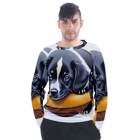 Dog Animal Cute Pet Puppy Pooch Men s Long Sleeve Raglan Tee by Semog4