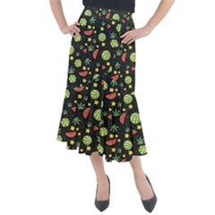 Watermelon Berries Patterns Pattern Midi Mermaid Skirt by Semog4