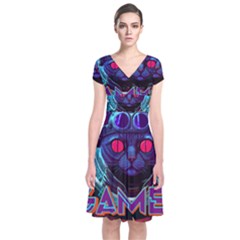 Gamer Life Short Sleeve Front Wrap Dress by minxprints