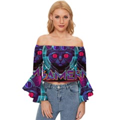 Gamer Life Off Shoulder Flutter Bell Sleeve Top by minxprints