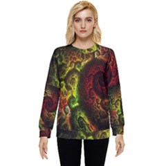 Green And Red Lights Wallpaper Fractal Digital Art Artwork Hidden Pocket Sweatshirt by Semog4