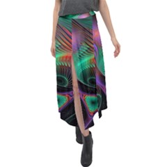 Circle Art 3d Artwork Graphics Vortex Colorful Digital Art Velour Split Maxi Skirt by Semog4