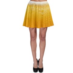 Texture Pattern Macro Glass Of Beer Foam White Yellow Skater Skirt by Semog4