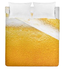 Texture Pattern Macro Glass Of Beer Foam White Yellow Duvet Cover Double Side (queen Size) by Semog4