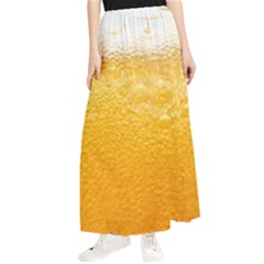 Texture Pattern Macro Glass Of Beer Foam White Yellow Maxi Chiffon Skirt by Semog4