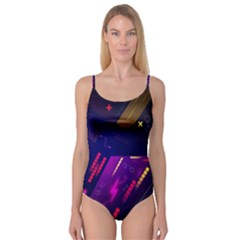 Colorful Abstract Background Creative Digital Art Colorful Geometric Artwork Camisole Leotard  by Semog4