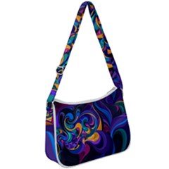 Colorful Waves Abstract Waves Curves Art Abstract Material Material Design Zip Up Shoulder Bag by Semog4