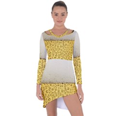 Texture Pattern Macro Glass Of Beer Foam White Yellow Art Asymmetric Cut-out Shift Dress by Semog4