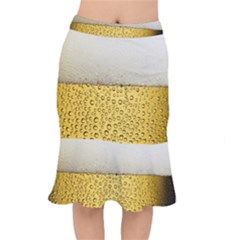 Texture Pattern Macro Glass Of Beer Foam White Yellow Art Short Mermaid Skirt by Semog4