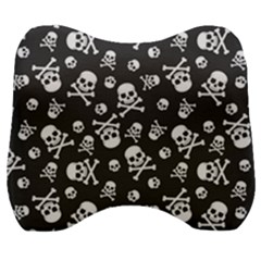 Skull-crossbones-seamless-pattern-holiday-halloween-wallpaper-wrapping-packing-backdrop Velour Head Support Cushion by Ravend