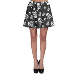 Skull Crossbones Seamless Pattern Holiday-halloween-wallpaper Wrapping Packing Backdrop Skater Skirt by Ravend