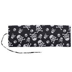 Skull Crossbones Seamless Pattern Holiday-halloween-wallpaper Wrapping Packing Backdrop Roll Up Canvas Pencil Holder (m) by Ravend