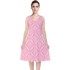 Pink-75 V-neck Midi Sleeveless Dress  by nateshop