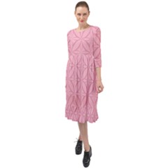 Pink-75 Ruffle End Midi Chiffon Dress by nateshop