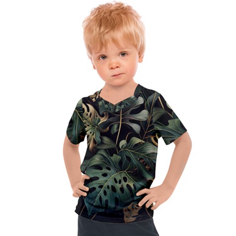 Tropical Leaves Leaf Foliage Monstera Nature Home Kids  Sports Tee by Jancukart