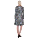 Peacock Feathers Peacock Bird Feathers Long Sleeve Velvet Front Wrap Dress View2