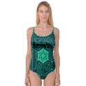 Circuit Hexagonal Geometric Pattern Background Green Camisole Leotard  View1