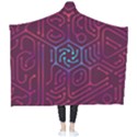 Circuit Hexagonal Geometric Pattern Background Purple Wearable Blanket View2