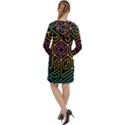 Circuit Hexagonal Geometric Pattern Background Pattern Long Sleeve Hoodie Dress View2