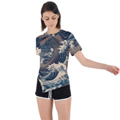 Sea Dragon Kanagawa Sea Monster Asymmetrical Short Sleeve Sports Tee by Jancukart