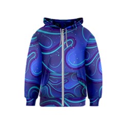 Spiral Shape Blue Abstract Kids  Zipper Hoodie by Jancukart