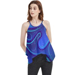 Spiral Shape Blue Abstract Flowy Camisole Tank Top by Jancukart