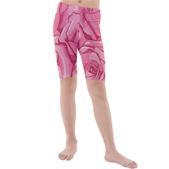 Pink Roses Pattern Floral Patterns Kids  Mid Length Swim Shorts by Jancukart