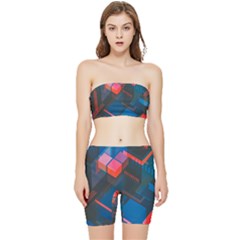 Minimalist Abstract Shaping  Abstract Digital Art Stretch Shorts And Tube Top Set by Jancukart