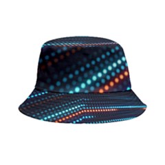 Orange Blue Dot Dots Lines Abstract Abstract Digital Art Inside Out Bucket Hat by Jancukart