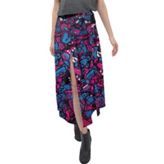 Grafitti Graffiti Abstract Artwork Digital Velour Split Maxi Skirt by Semog4