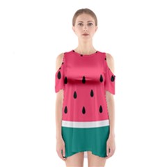 Watermelon Fruit Pattern Shoulder Cutout One Piece Dress by Semog4