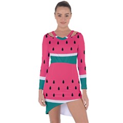 Watermelon Fruit Pattern Asymmetric Cut-out Shift Dress by Semog4