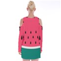 Watermelon Fruit Pattern Velvet Long Sleeve Shoulder Cutout Dress View2