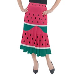 Watermelon Fruit Pattern Midi Mermaid Skirt by Semog4