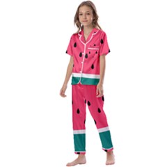 Watermelon Fruit Pattern Kids  Satin Short Sleeve Pajamas Set by Semog4