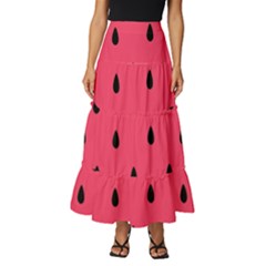 Watermelon Fruit Pattern Tiered Ruffle Maxi Skirt by Semog4