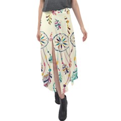 Dreamcatcher Abstract Pattern Velour Split Maxi Skirt by Semog4