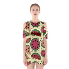 Watermelon Pattern Slices Fruit Shoulder Cutout One Piece Dress by Semog4