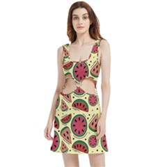 Watermelon Pattern Slices Fruit Velour Cutout Dress by Semog4